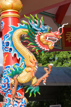 Asian image dragon in a temple at Thailand