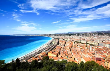 Papier Peint photo Lavable Nice vue aérienne de la plage à Nice