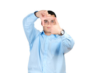 Businessman making a frame with his hands