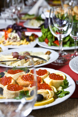 red caviar on the plate