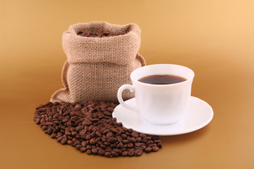 Coffee cup and beans