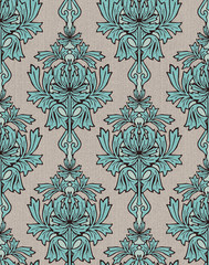 Turquoise damask background