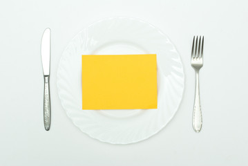 Plate, knife and fork