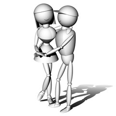 Coppia Amore 3D-Tridimentional Love-Homme et Femme 3D