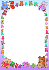 hintergrund mit farbigem Rahmen und teddybären
