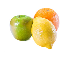fresh fruits  on  white background