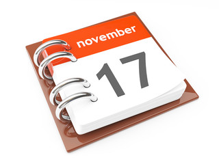 3d close-up calendar with bended page isolated