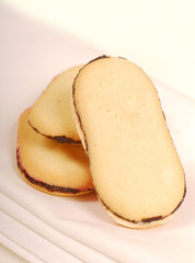 Stack of vanilla and chocolate cookies