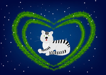 Fototapeta premium character of 2001 year is a white tiger