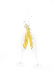 glasses with splashing champagne