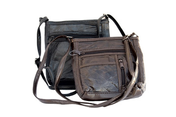 Fototapeta premium The brown and the black bags isolated