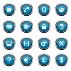 Blue Glossy Vector Button Set 1