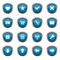 Blue Glossy Vector Button Set 2