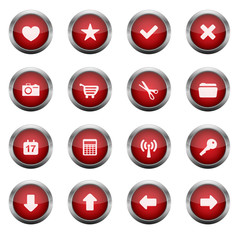 Red Glossy Vector Button Set 2