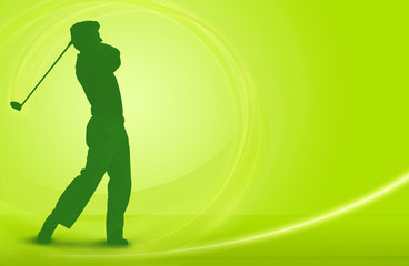 Golf swing - golfer driving golf ball off the tee
