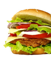 cheeseburger on white background