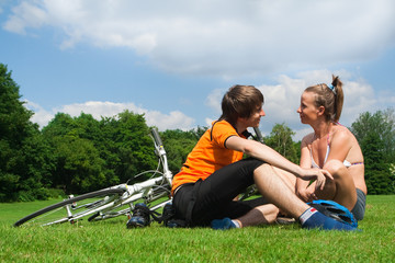 Happy young cyclists