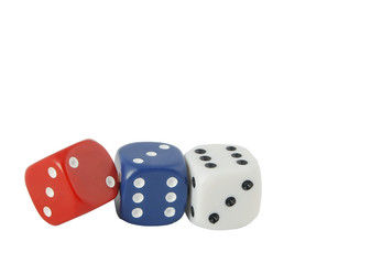 Red white and blue dice