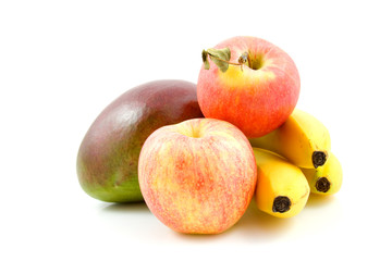 Pile of fruits over white background