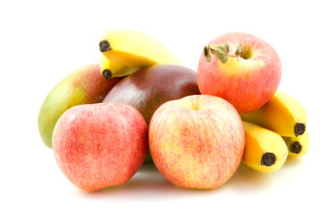 Pile of fruits over white background
