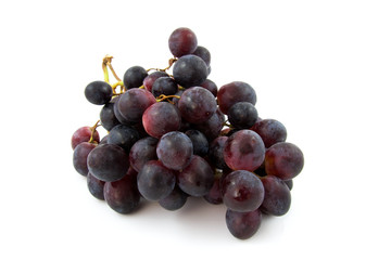 bunch of fresh blue grapes on white background