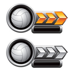 Volleyball on gold and silver arrow nameplates