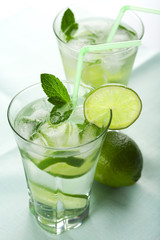 two glasses of fresh mojito