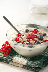 yoghurt with cereal and wild berries