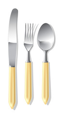 Steel spoon, fork and table knife | Vector World series