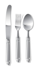 Silver spoon, fork and table knife | Vector World series