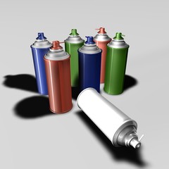 bunte Sprühdosen