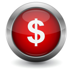 Red Glossy Vector Button - US Dollar