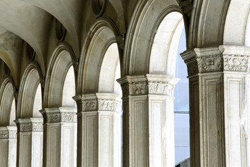 Naklejka premium Ancient columns led down a hall to Saint Marco Square 2