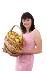 Woman with a basket of apples