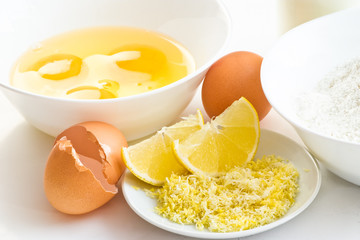 closeup of cake ingredients