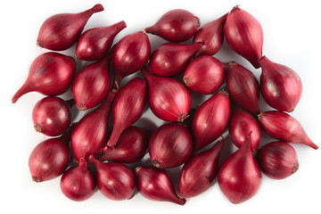 Many red onions isolated