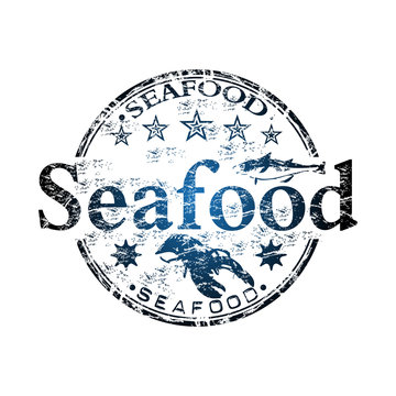 Seafood grunge rubber stamp