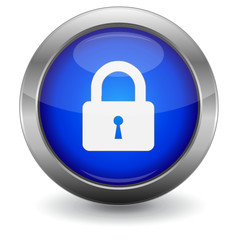 Blue Glossy Vector Button - Lock