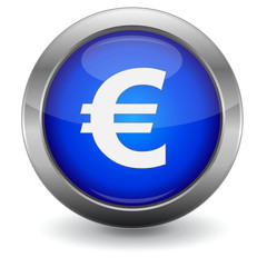 Blue Glossy Vector Button - Euro