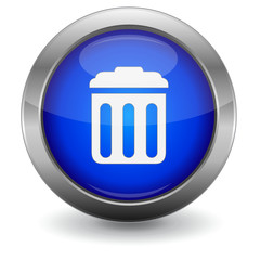 Blue Glossy Vector Button - Trash/Recycling