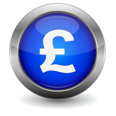 Blue Glossy Vector Button - UK Pound Sterling