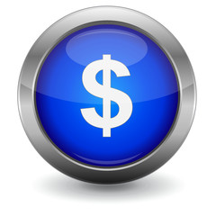 Obraz premium Blue Glossy Vector Button - US Dollar
