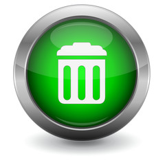 Green Glossy Vector Button - Trash/Recycling