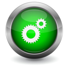 Green Glossy Vector Button - Settings