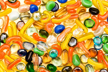 Close up of colourful background with many beads