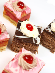 Delicious cake on white background