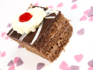 Delicious cake on white background