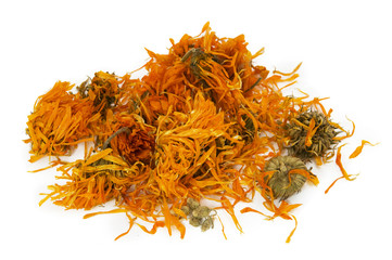 Dry calendula flowers for medicine.