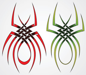 Set of templates of spiders for tattoos and design