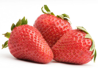 Strawberries on a white background